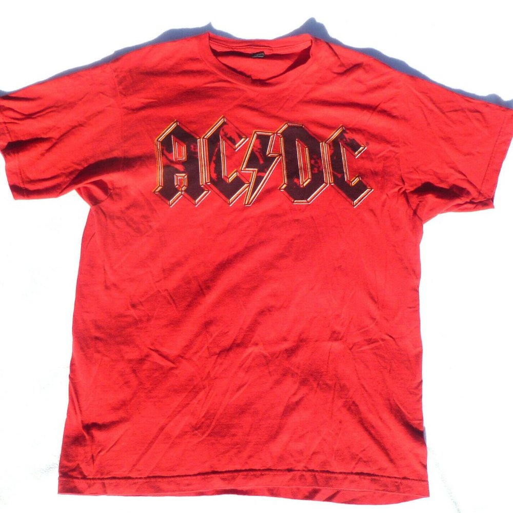 AC/DC Graphics Logo Red Shirt Size Large